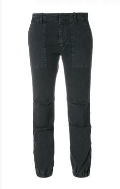 Nili Lotan Gray Cropped Tapered Pants Cargo Trousers Size 0 Cotton Stretch USA